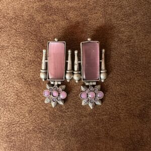 German-silver-Stud- Stone-pink